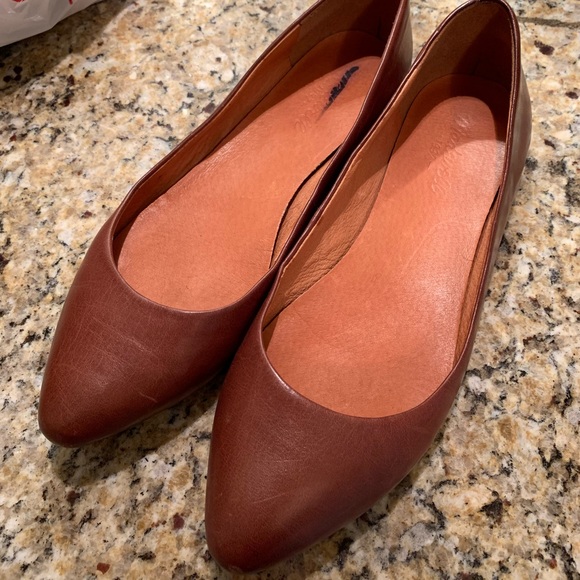 Madewell Shoes - Madewell Brown Leather Flats Sidewalk Skimmer